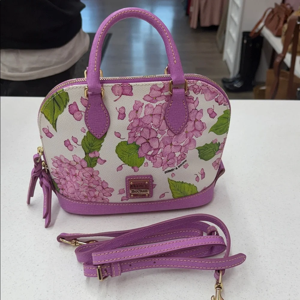 Dooney & Bourke Pink Floral Dome Satchel - Picture 1 of 5
